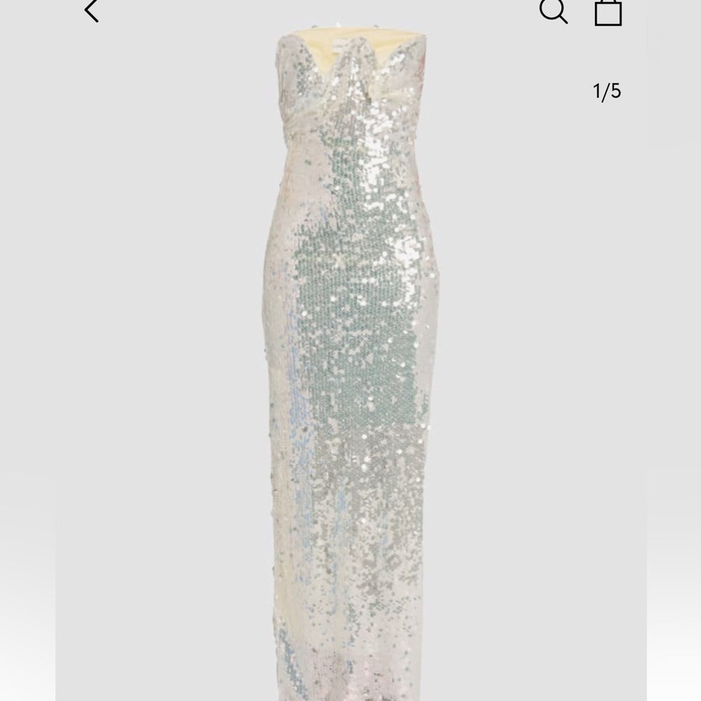 Christopher Esber Silver and White Sequin Pencil dress